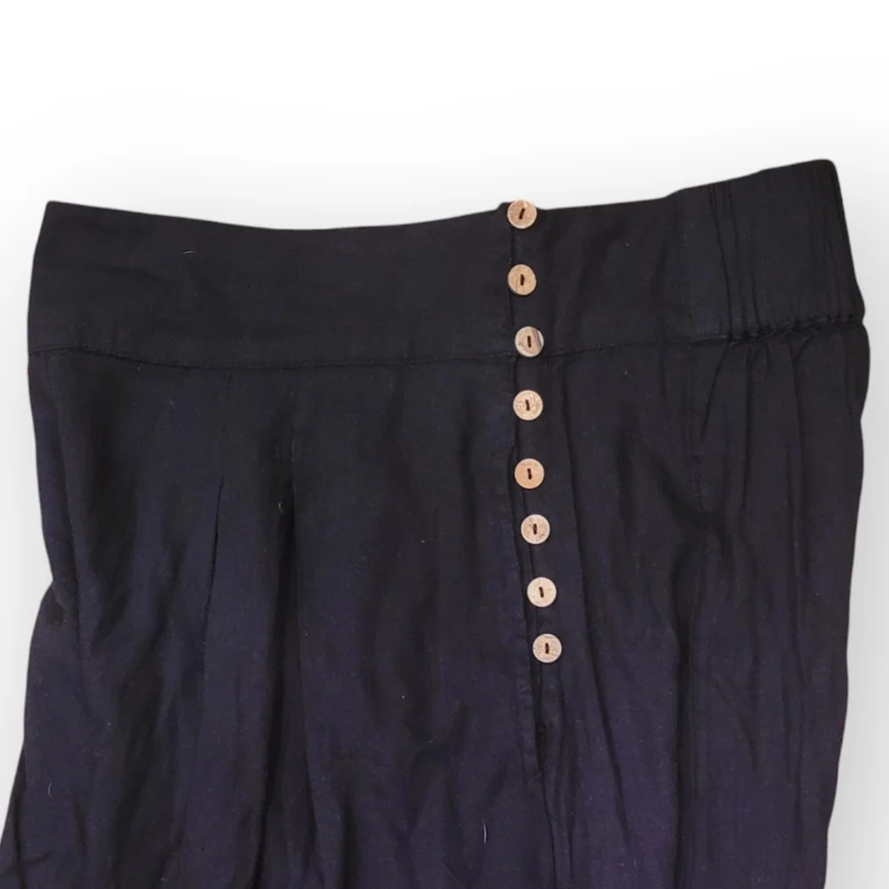 Free People Black Wide Leg Cropped Pants
